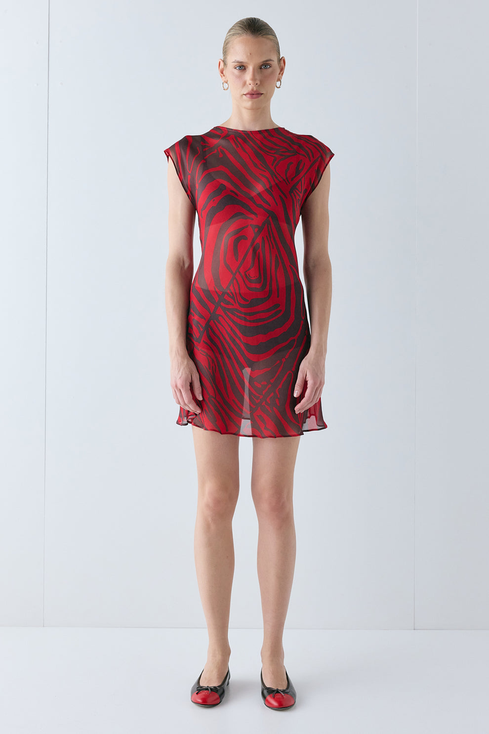 Ames Sheer Mini Dress Red Zebra