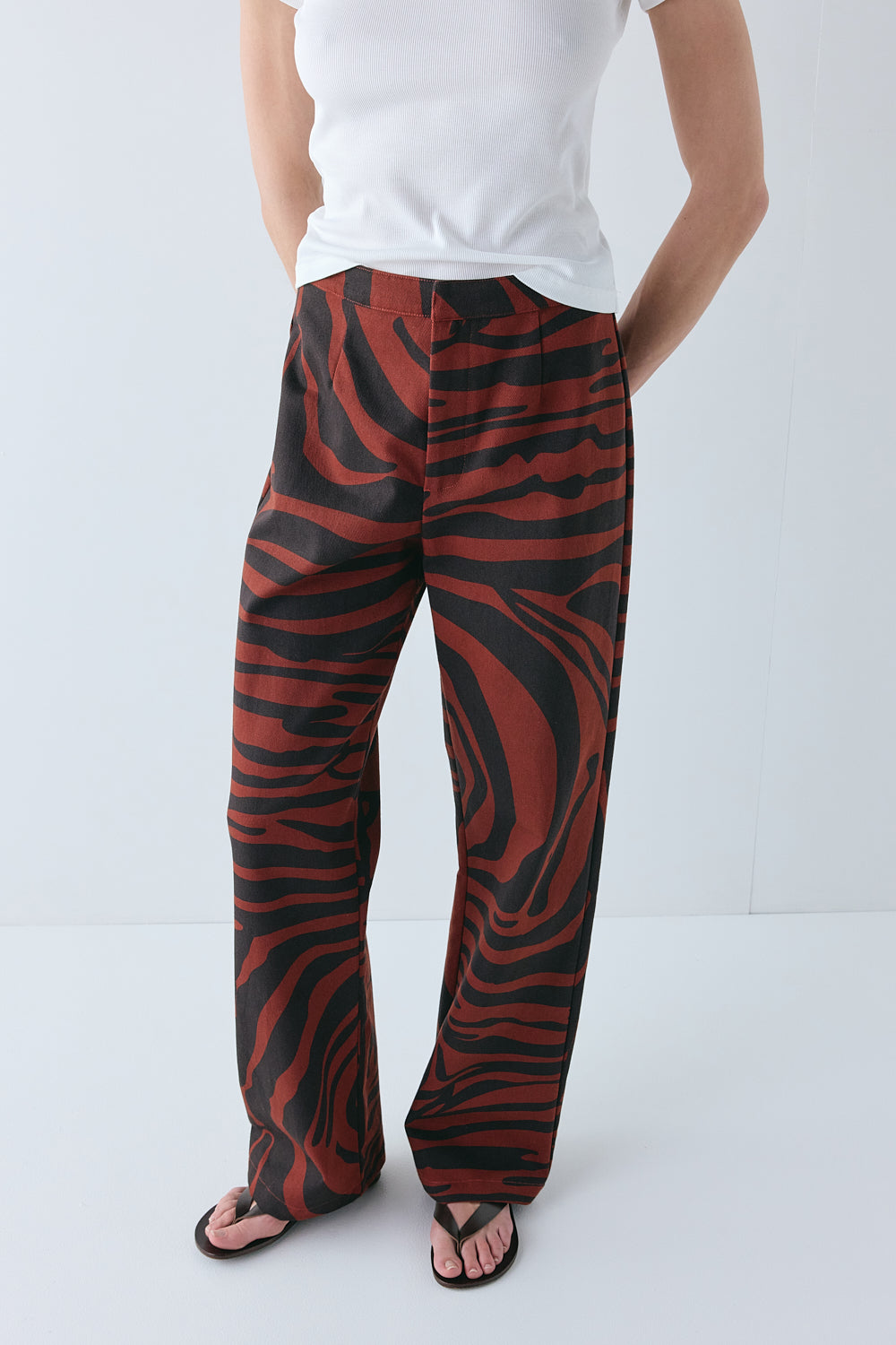 Rue Pants Maroon Zebra