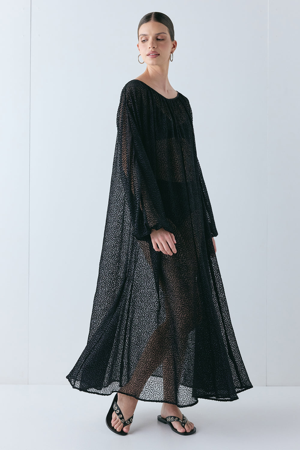 Fleur Sheer Maxi Dress Black