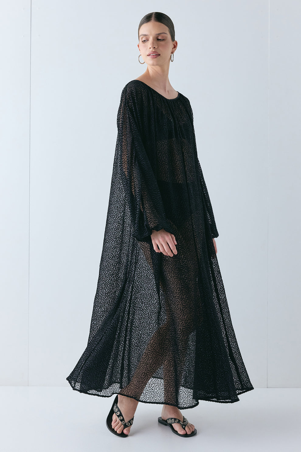 Fleur Sheer Maxi Dress Black