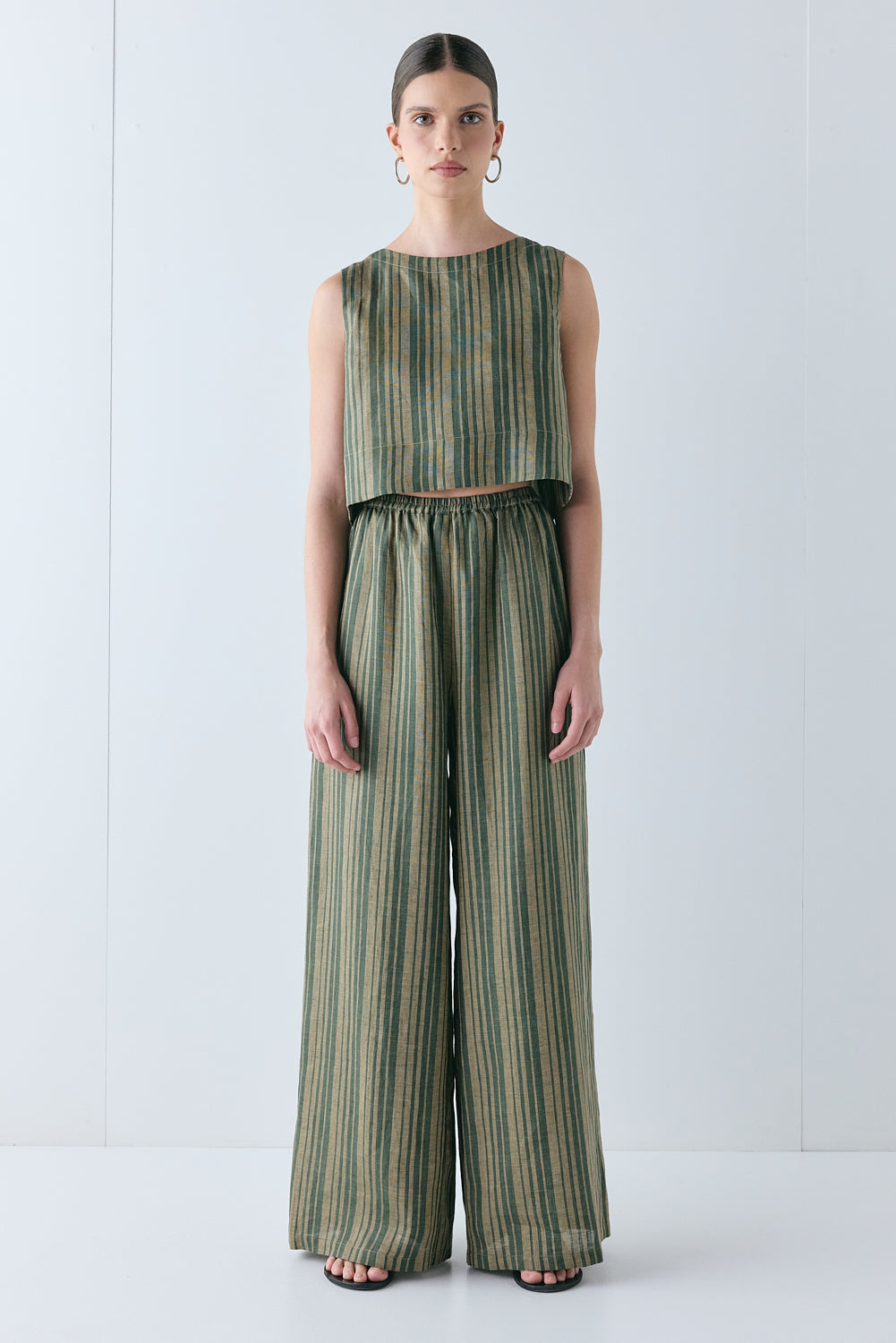 Hadley Linen Pants Olive Stripe - size:Miah:AU 6 / US 2