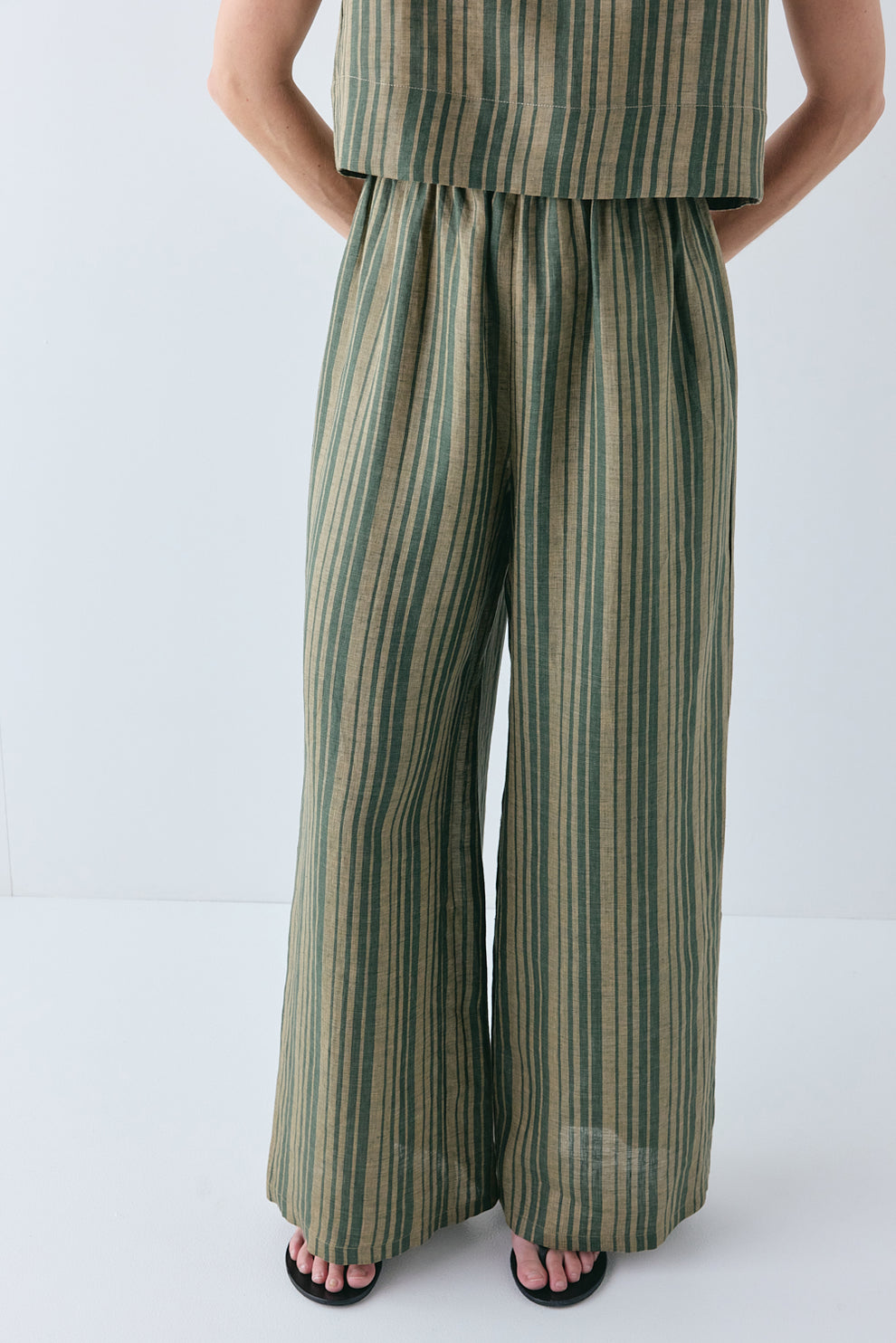 Hadley Linen Pants Olive Stripe