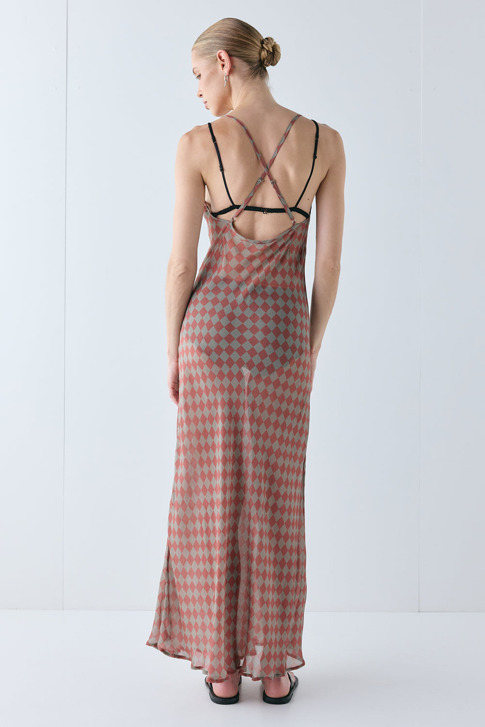 Sacha Sheer Maxi Dress Rust Check