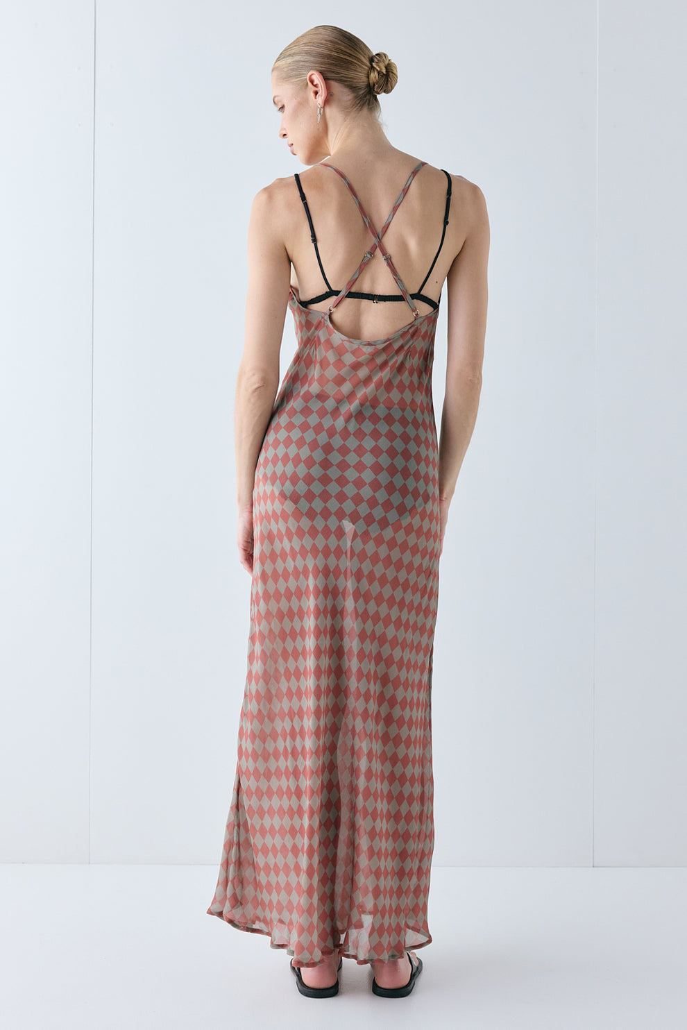 Sacha Sheer Maxi Dress Rust Check