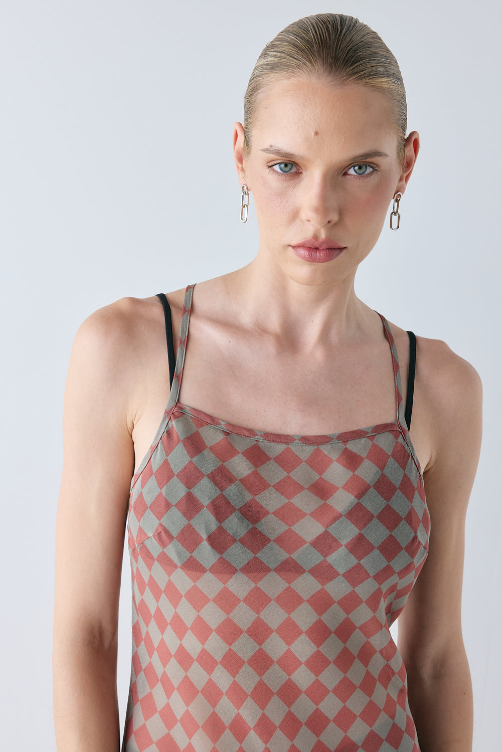 Sacha Sheer Maxi Dress Rust Check