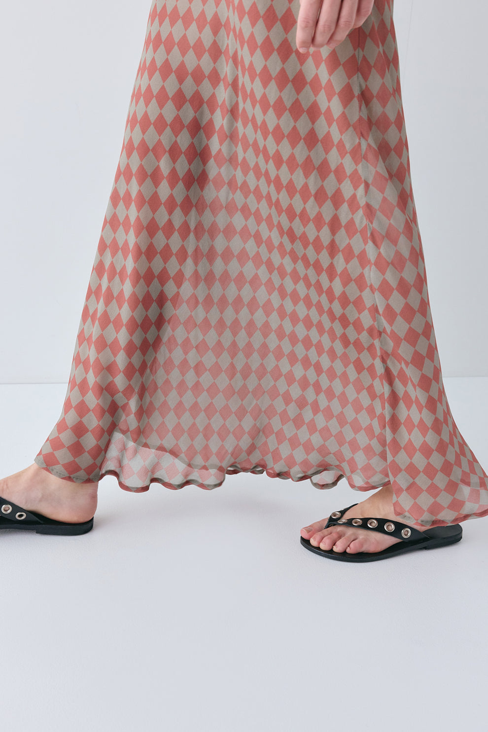 Sacha Sheer Maxi Dress Rust Check