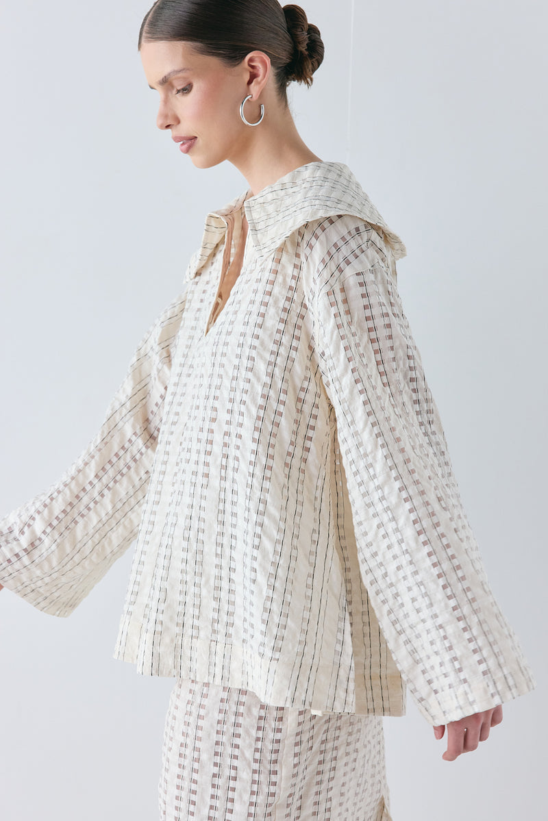 Peyton Sheer Top Cream Check