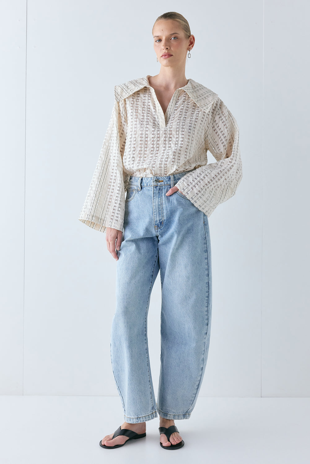 Peyton Sheer Top Cream Check