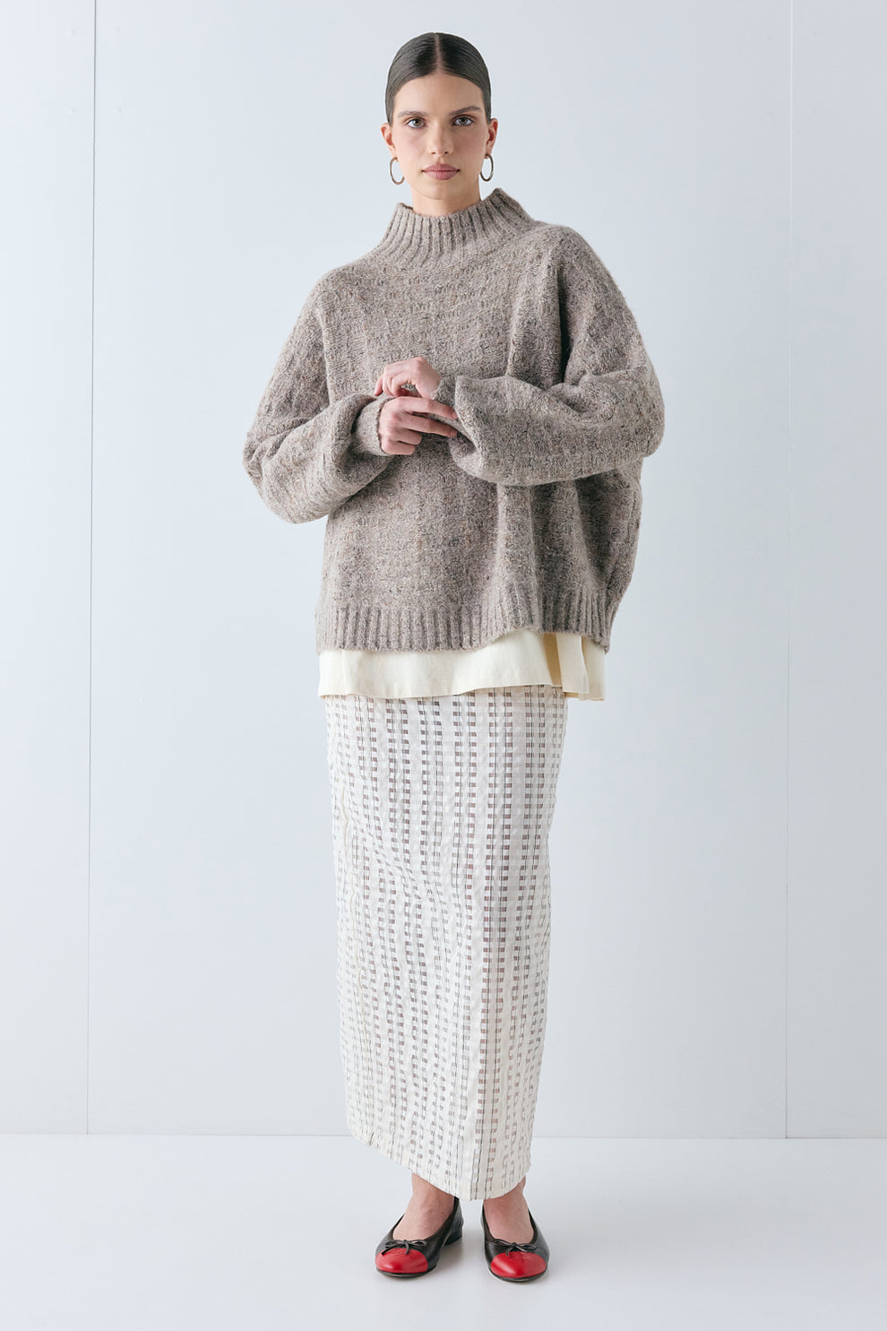 Frances Knit Jumper Taupe Marle