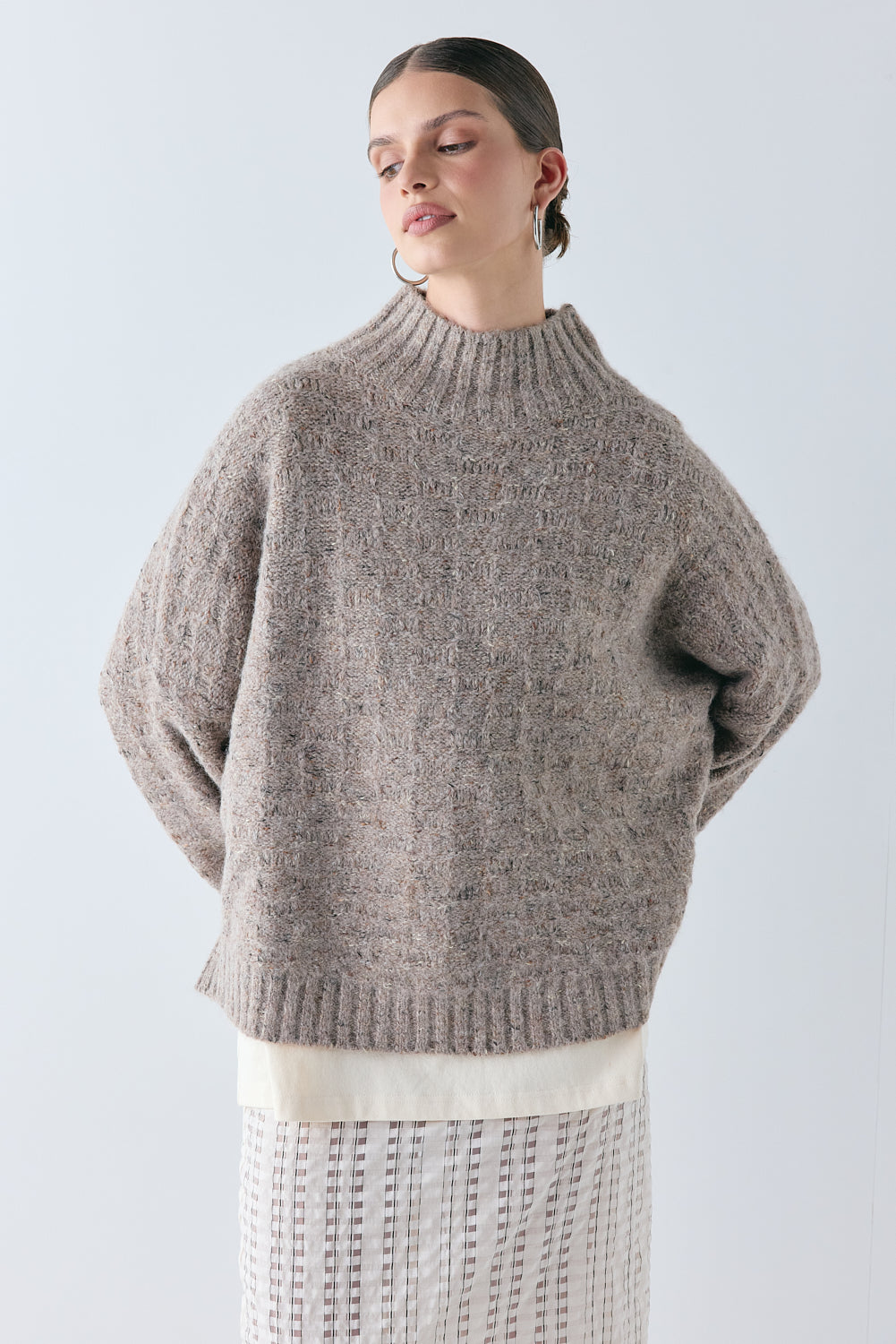 Frances Knit Jumper Taupe Marle