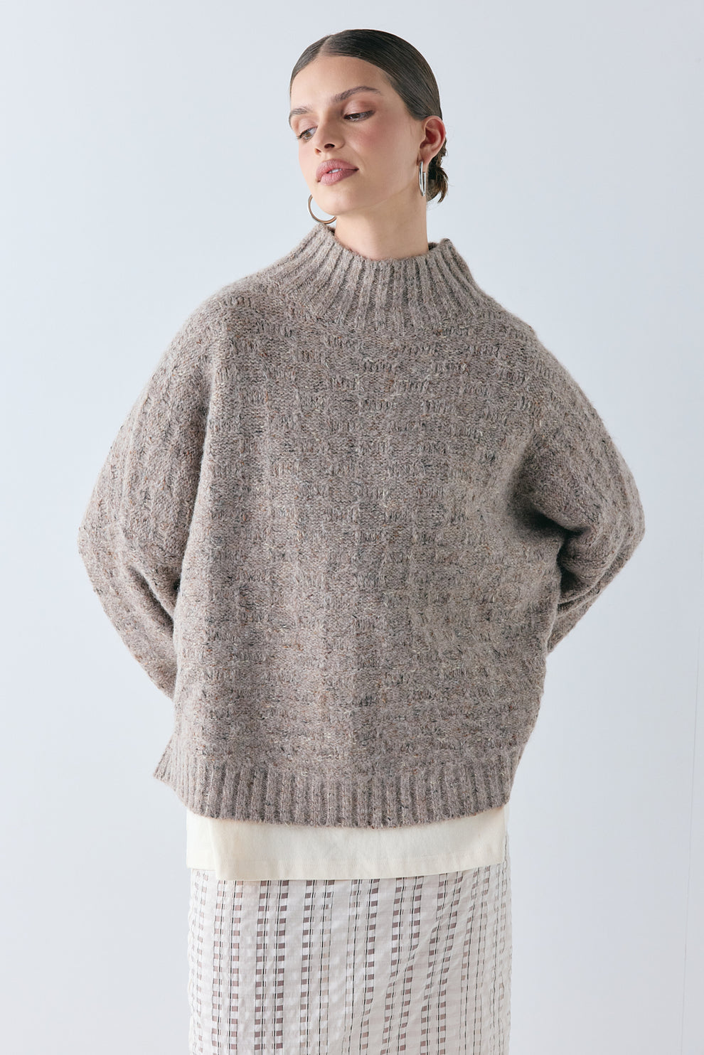 Frances Knit Jumper Taupe Marle