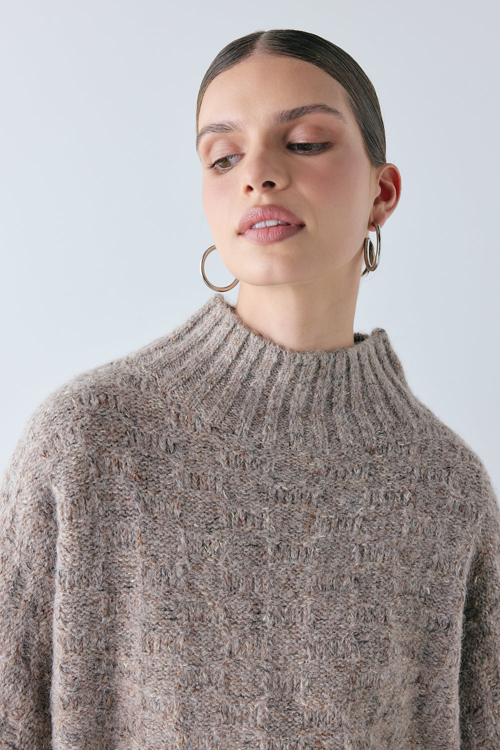 Frances Knit Jumper Taupe Marle