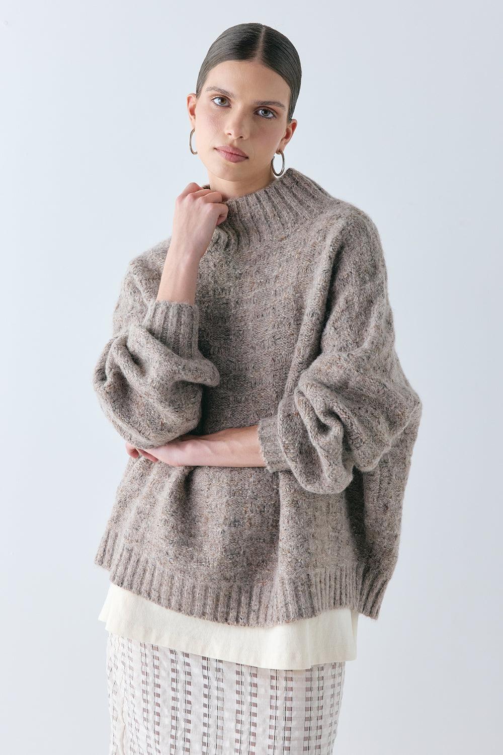Frances Knit Jumper Taupe Marle