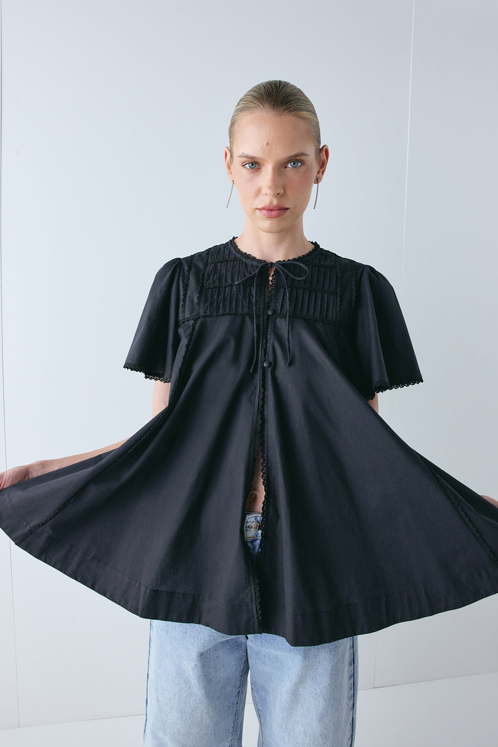 Henriette Smock Top Black
