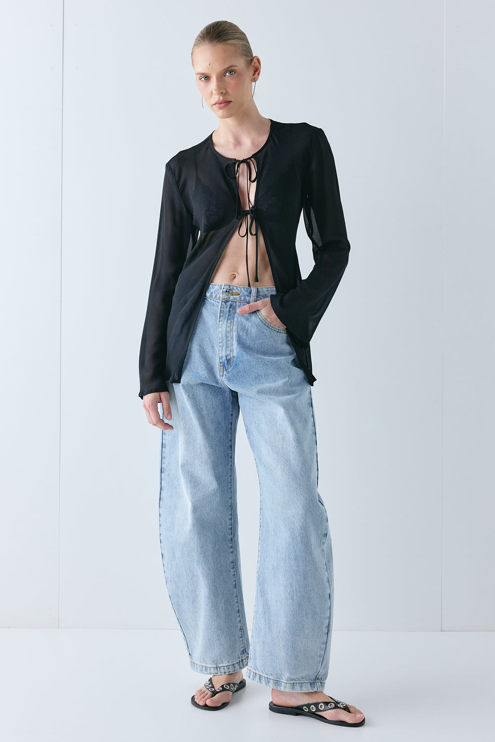 Delphie Sheer Top Black 