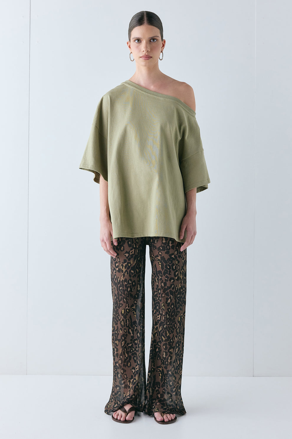 Remi Sheer Pants Brown Leopard