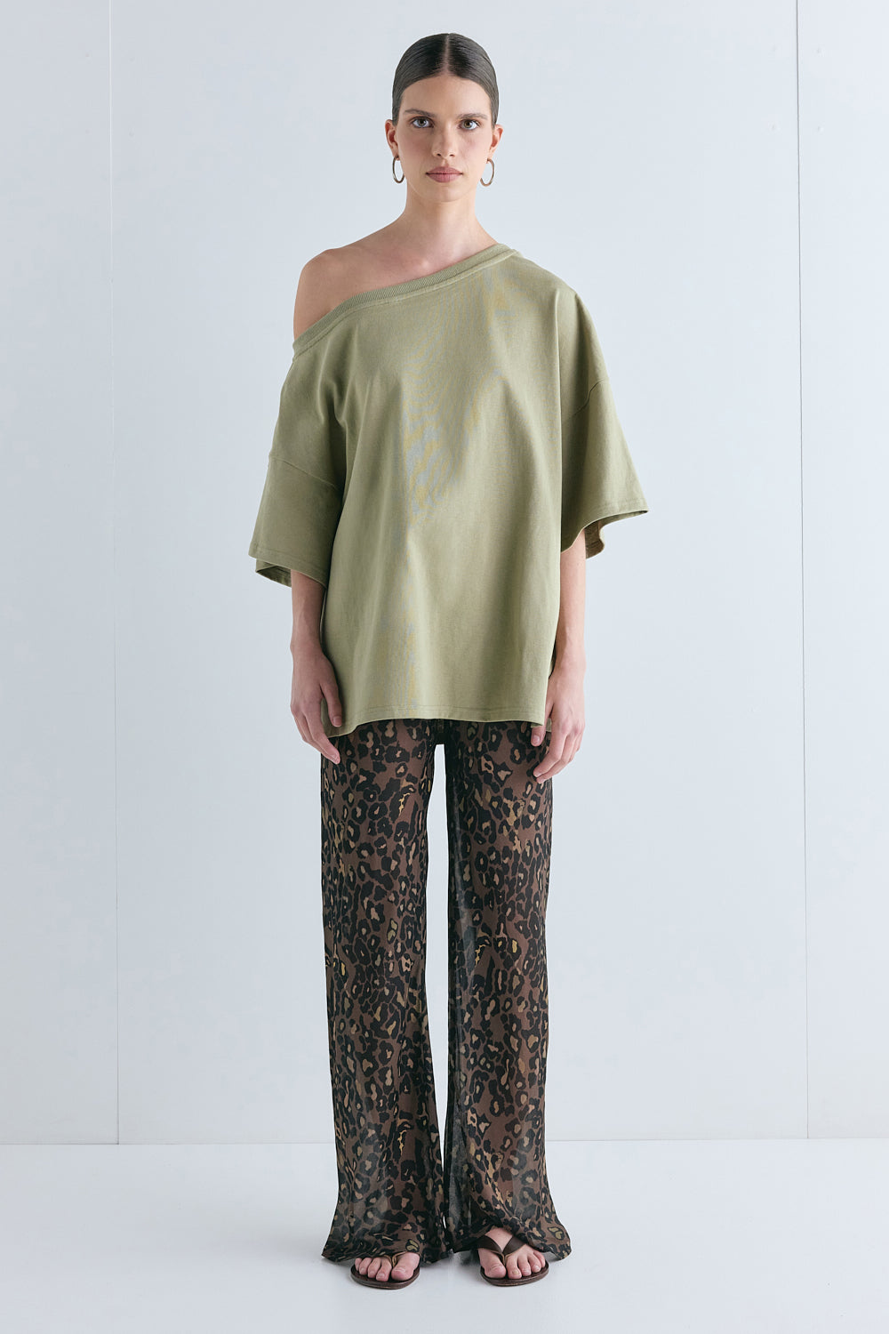 Remi Sheer Pants Brown Leopard