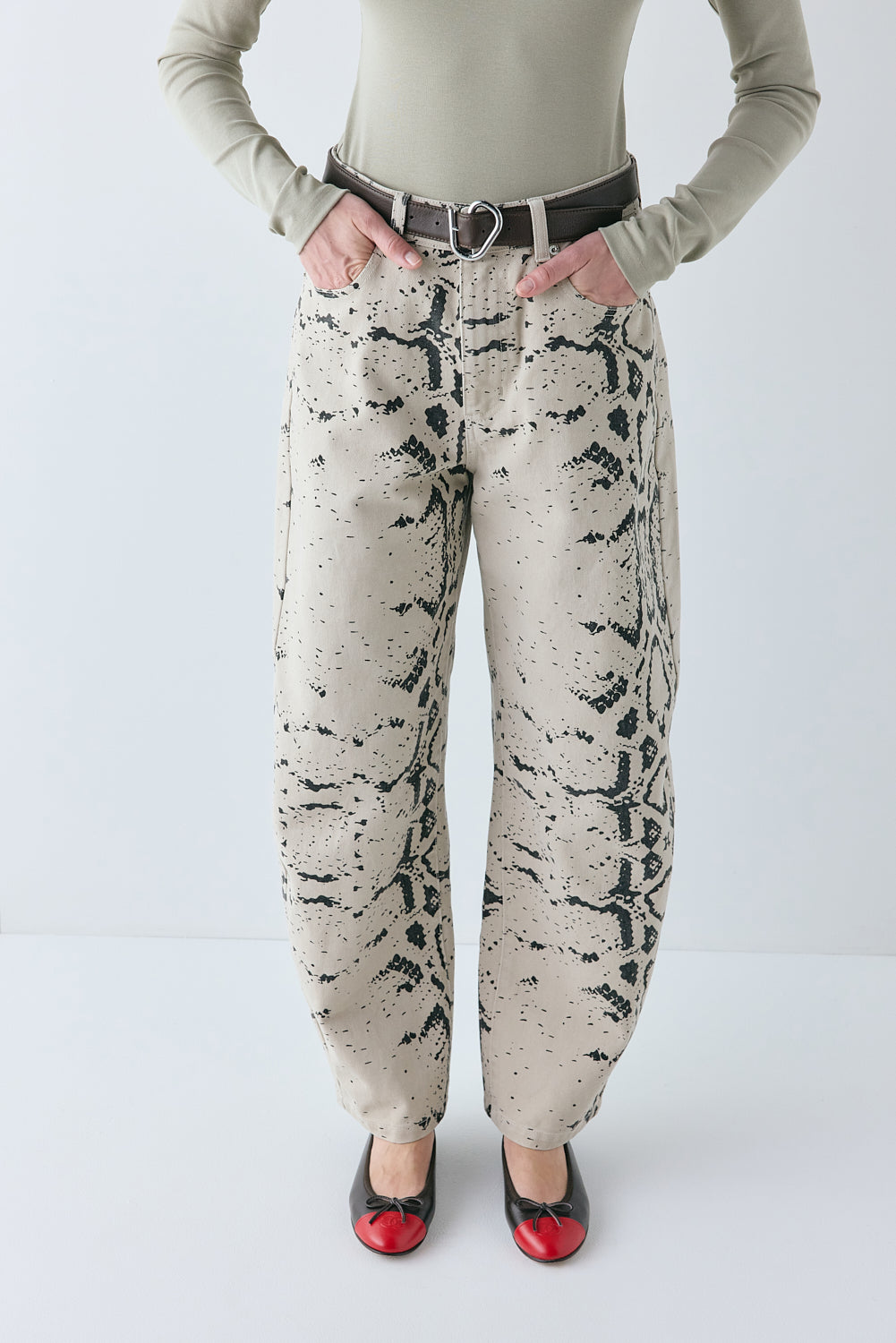 Spencer Mid Rise Barrel Denim Jeans Snake