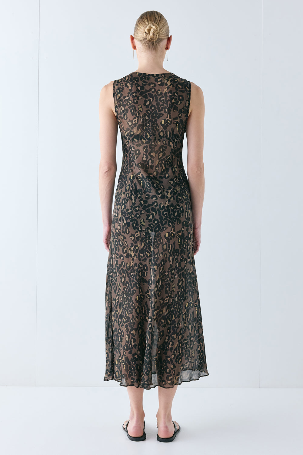 Winona Sheer Midi Dress Brown Leopard