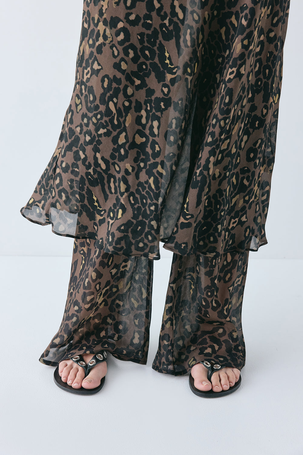 Remi Sheer Pants Brown Leopard