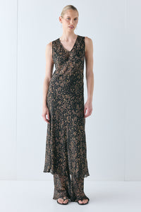 Winona Sheer Midi Dress Brown Leopard