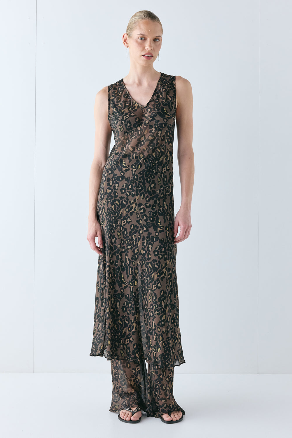 Remi Sheer Pants Brown Leopard - size:Karolina:AU 6 / US 2