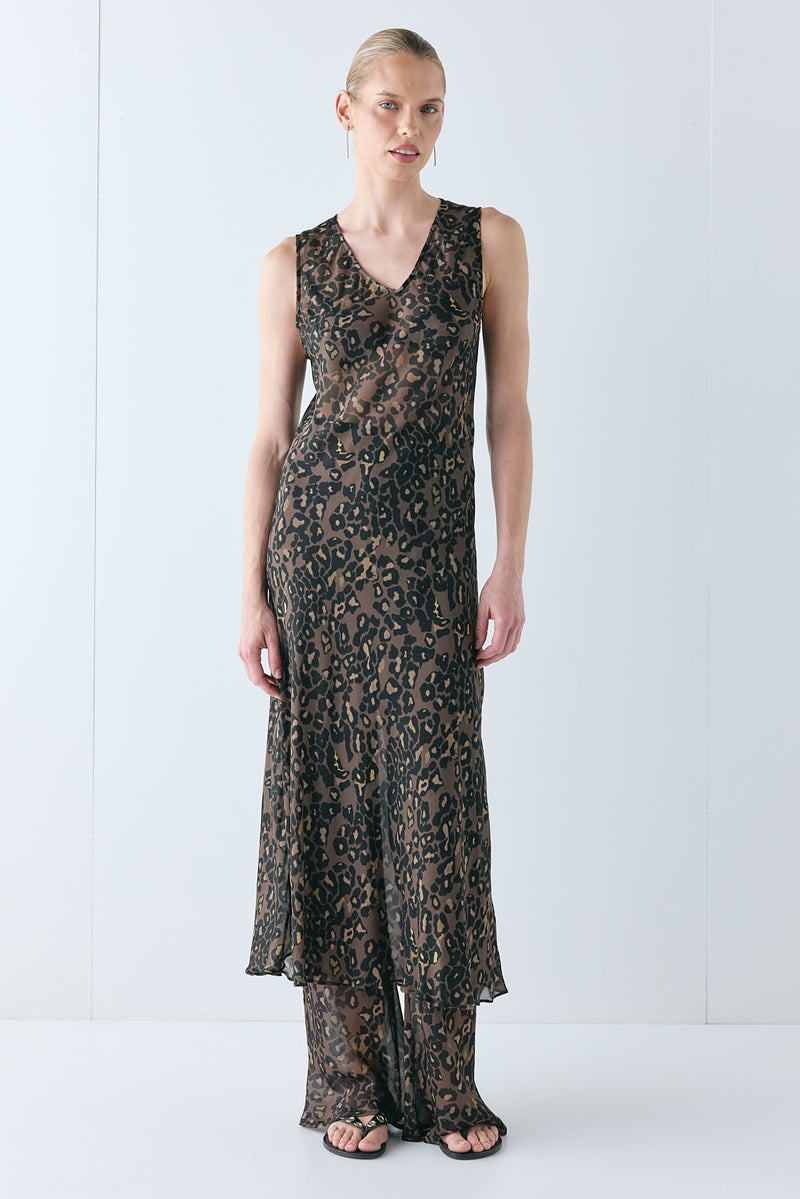 Remi Sheer Pants Brown Leopard - size:Karolina:AU 6 / US 2
