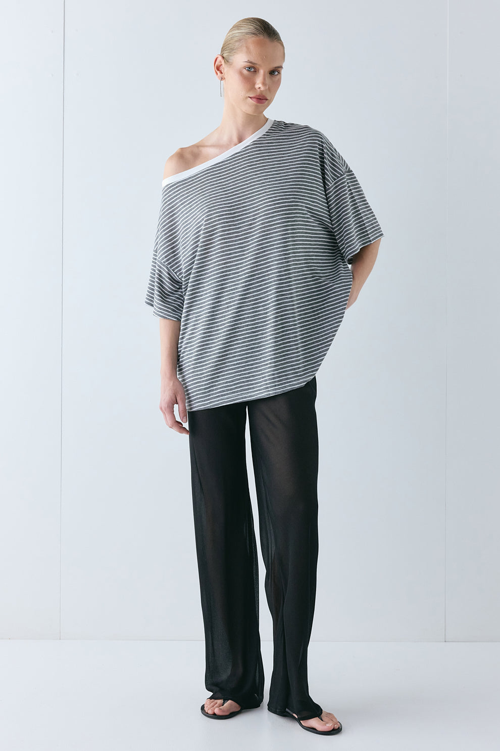 Blake Tee Charcoal Stripe