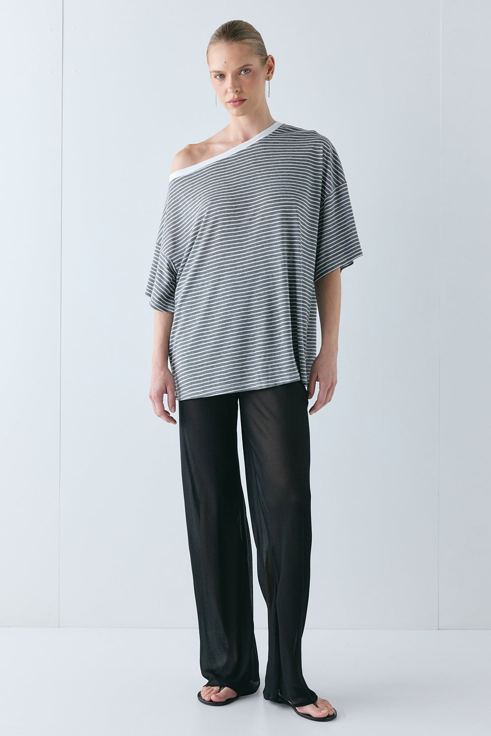Blake Tee Charcoal Stripe - size:Karolina:AU 6 / US 2