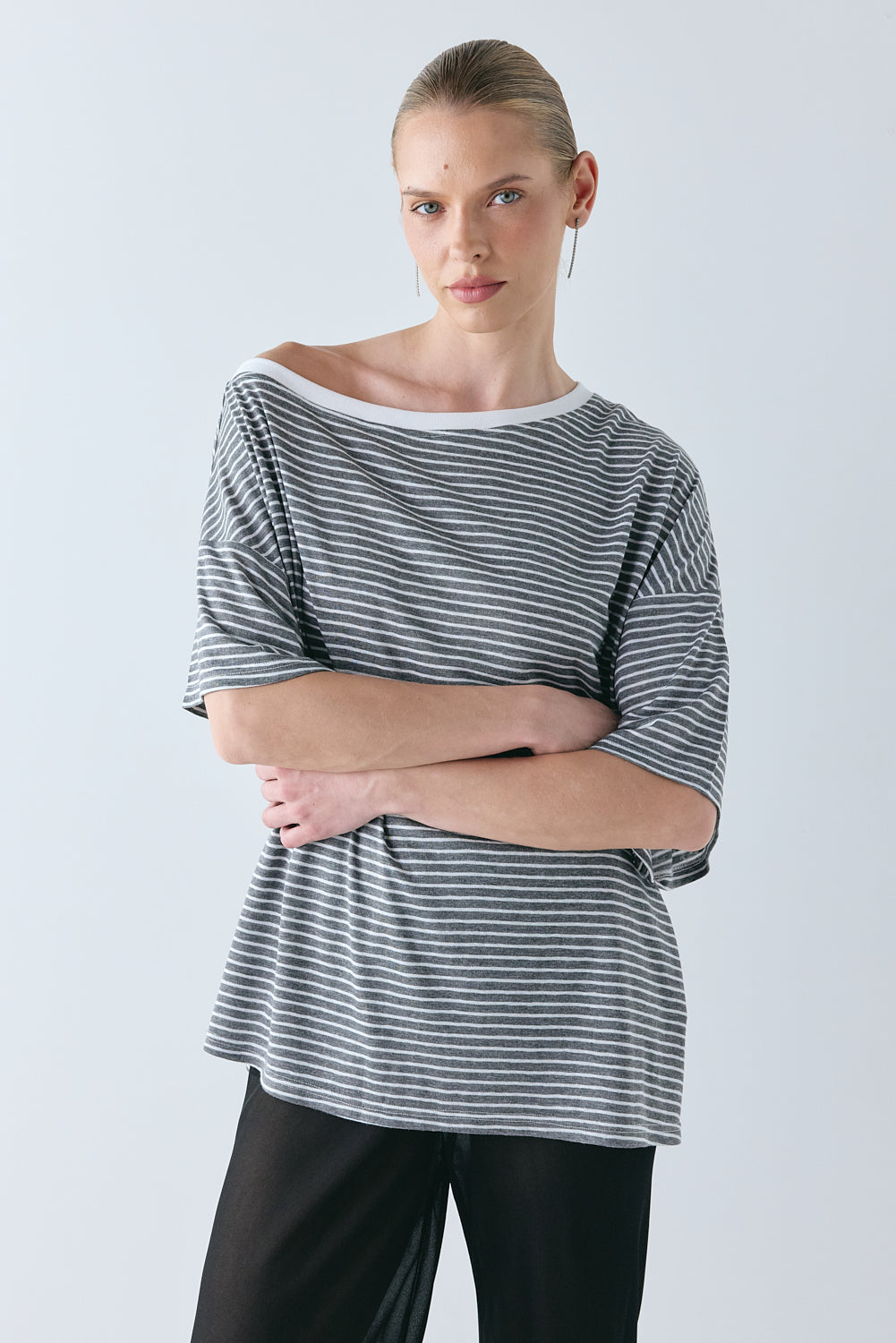 Blake Tee Charcoal Stripe