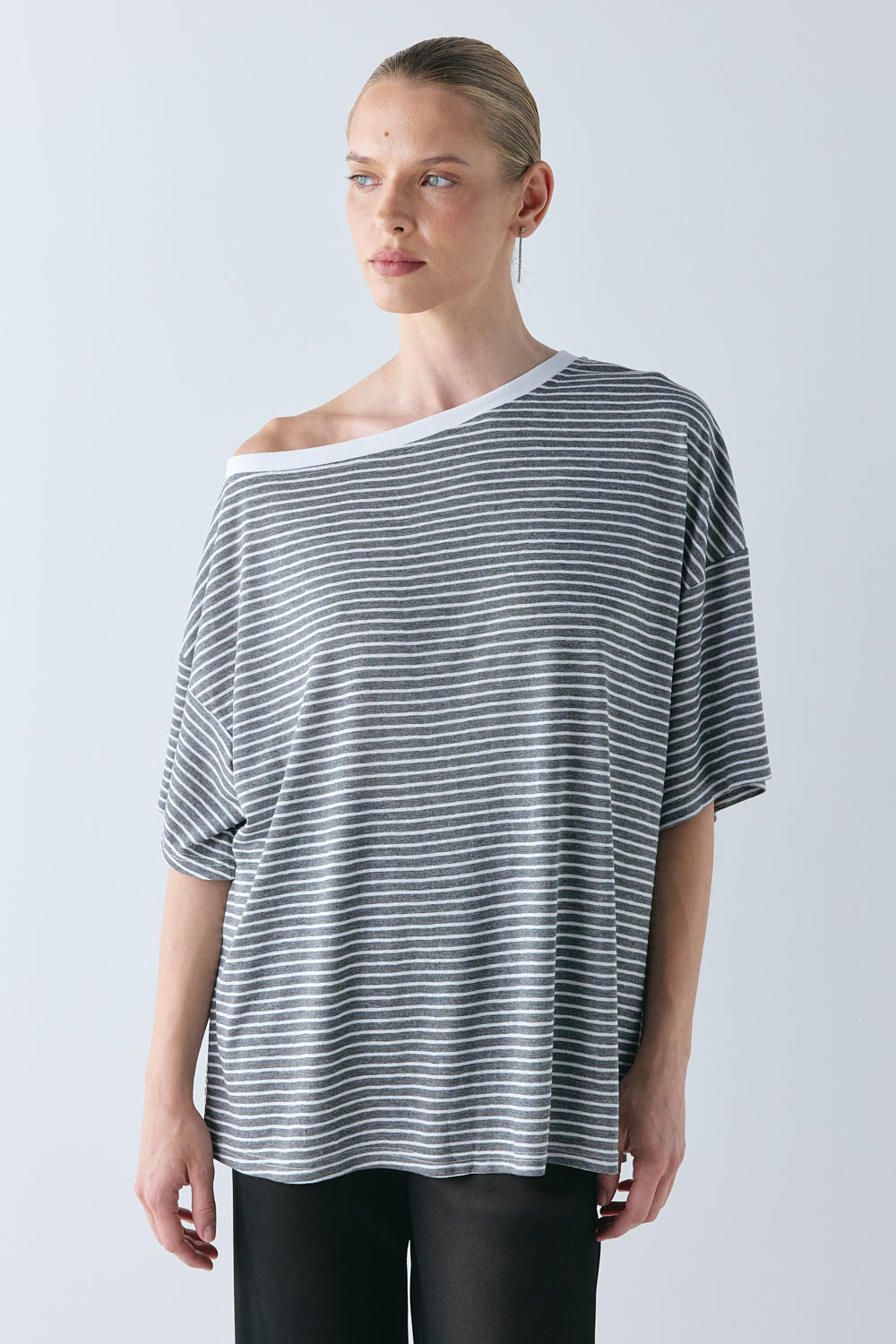 Blake Tee Charcoal Stripe