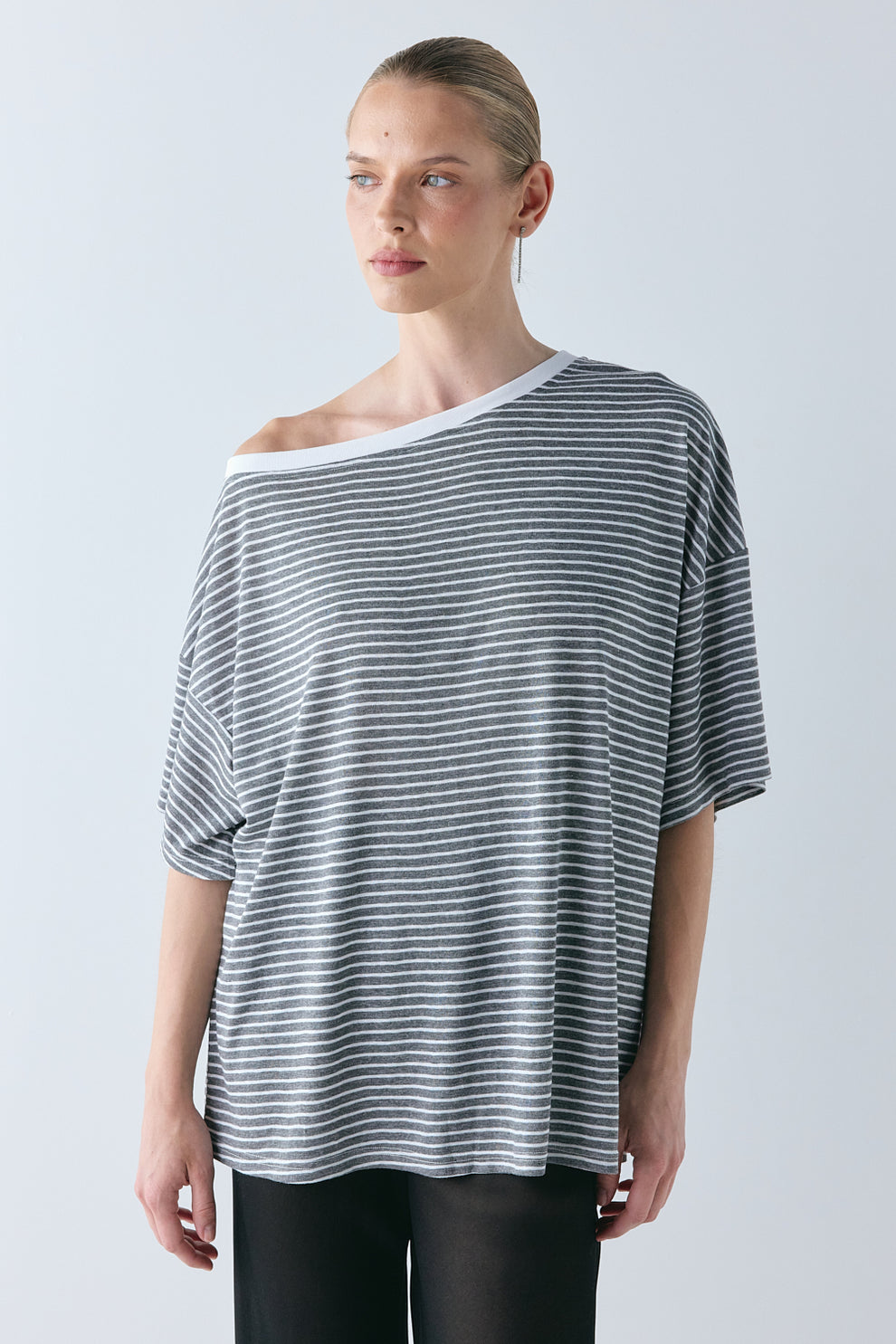 Blake Tee Charcoal Stripe