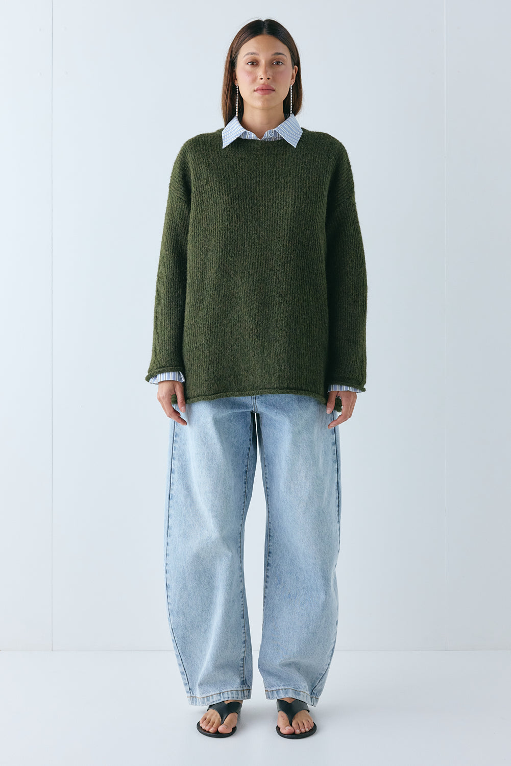 James Knit Jumper Khaki 
