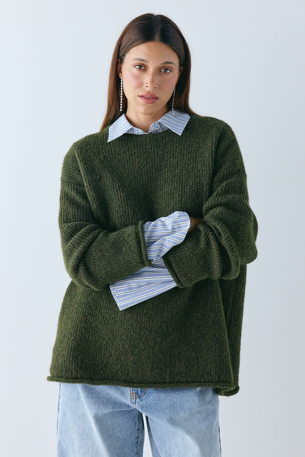 James Knit Jumper Khaki 