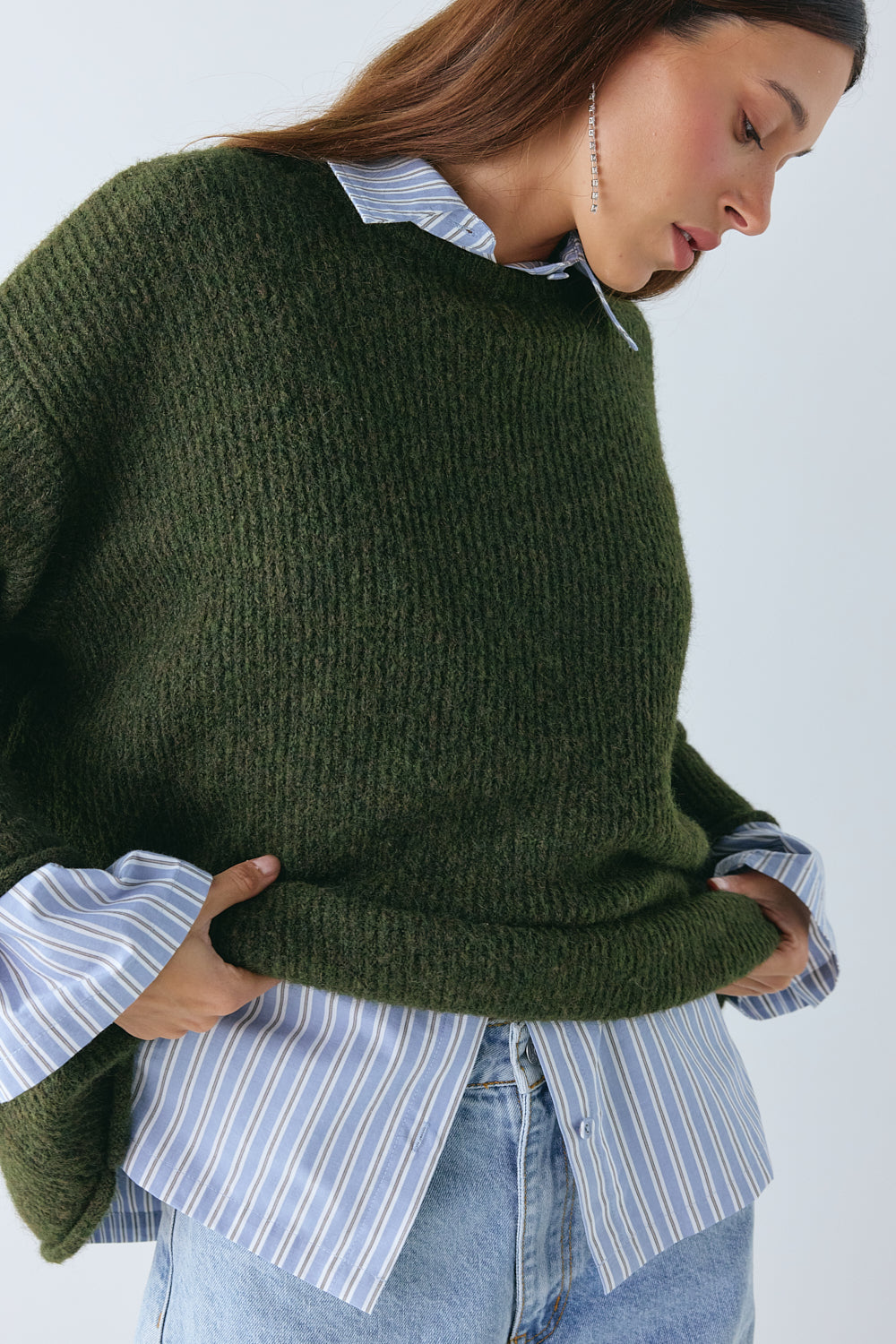 James Knit Jumper Khaki 