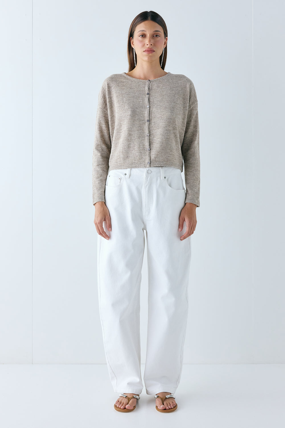 Sanne Knit Cardigan Taupe Marle - size:Nuria:XS