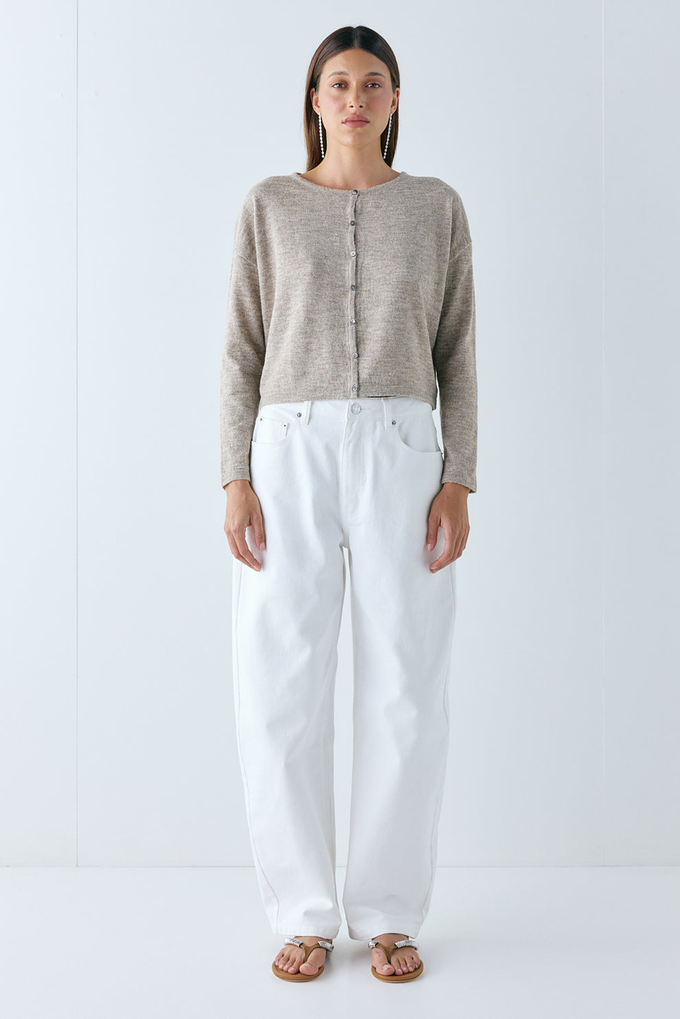 Sanne Knit Cardigan Taupe Marle - size:Nuria:XS