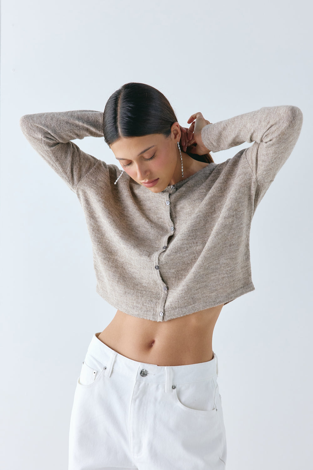 Sanne Knit Cardigan Taupe Marle