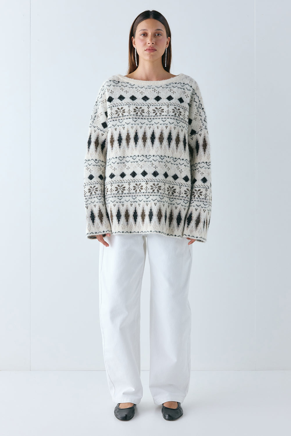 Clara Knit Jumper Brown Fair Isle