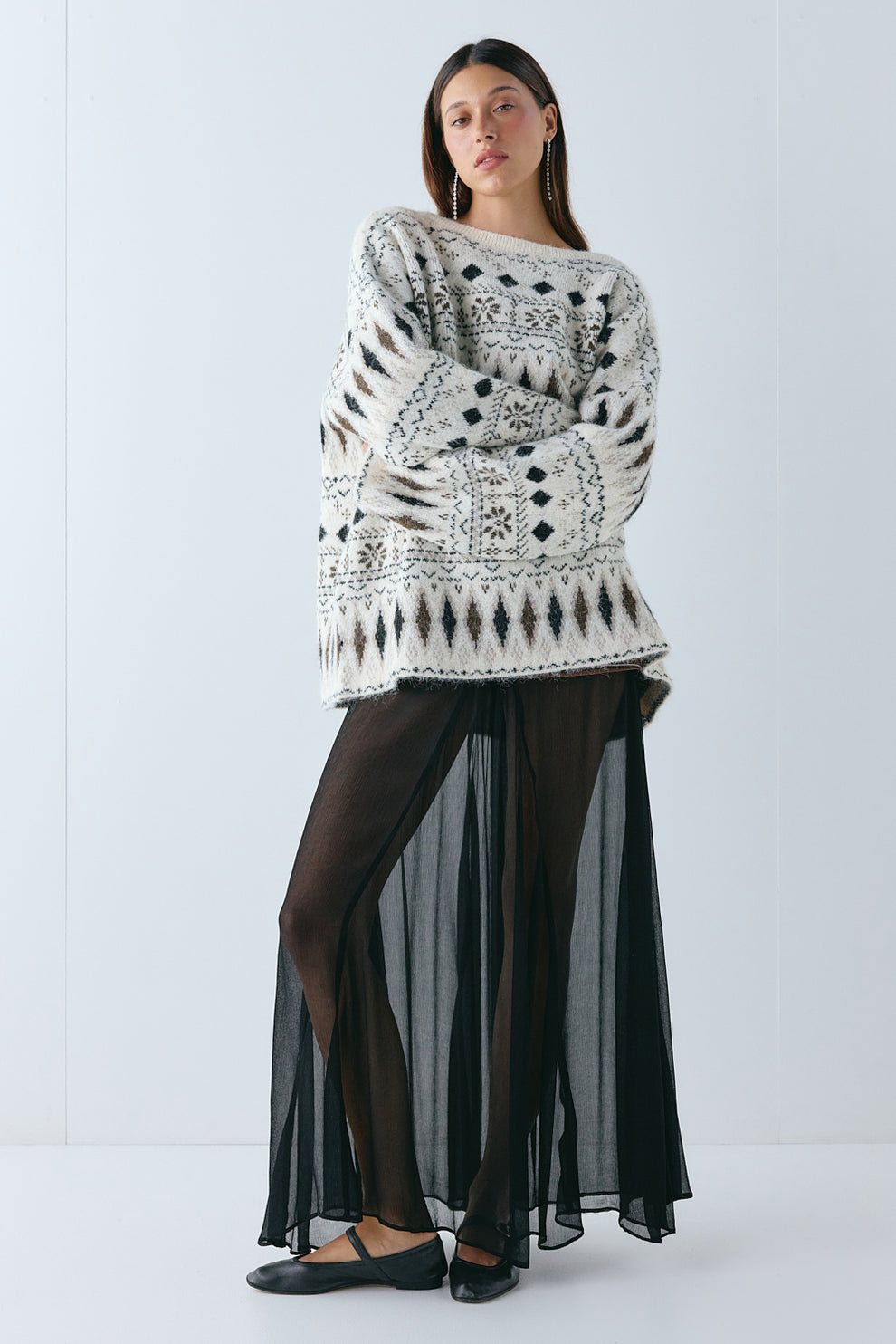 Clara Knit Jumper Brown Fair Isle