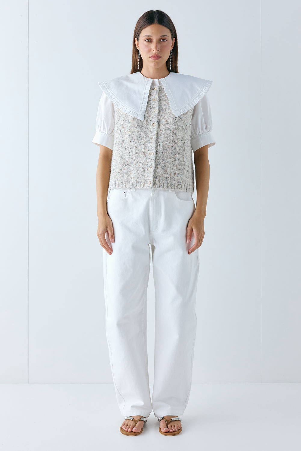 Bridgette Knit Vest Cream Marle