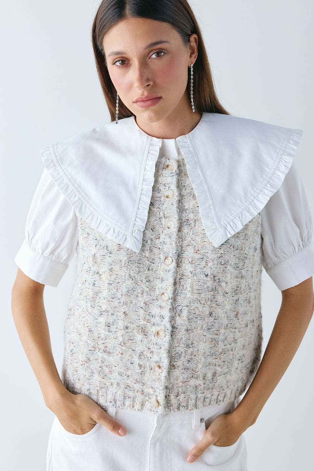 Bridgette Knit Vest Cream Marle