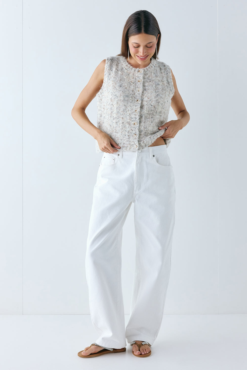 Bridgette Knit Vest Cream Marle