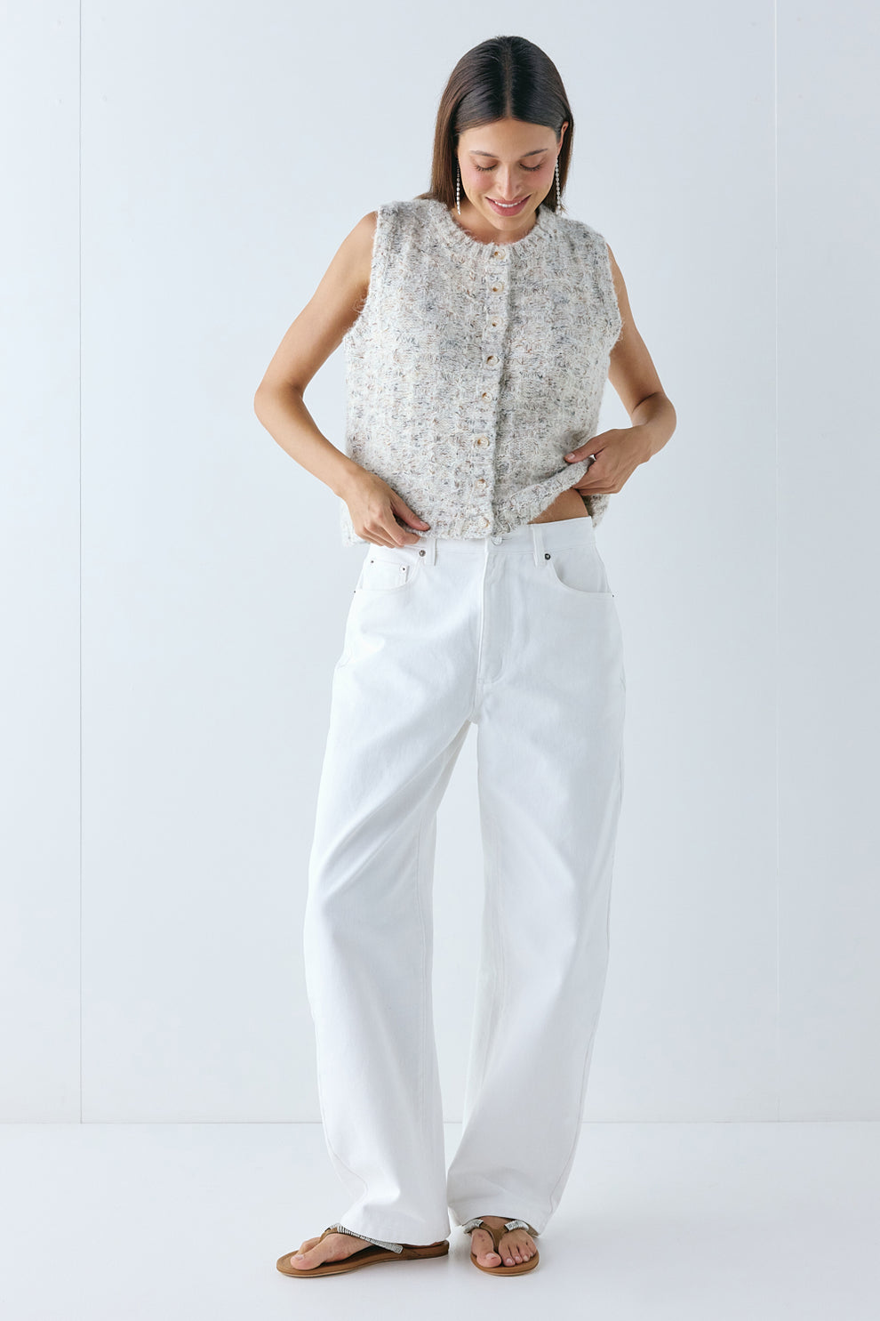 Bridgette Knit Vest Cream Marle