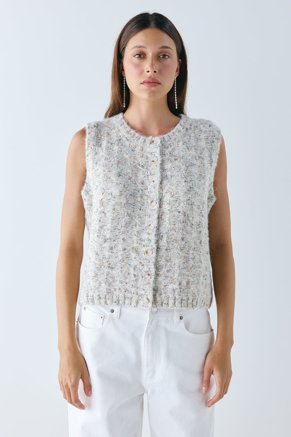 Bridgette Knit Vest Cream Marle - size:Nuria:S