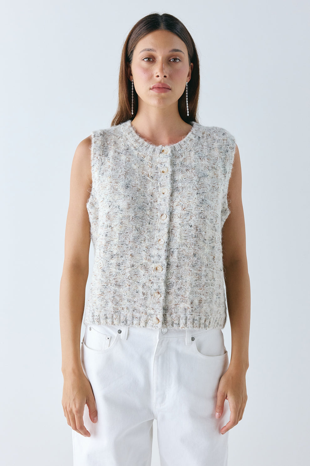 Bridgette Knit Vest Cream Marle - size:Nuria:S