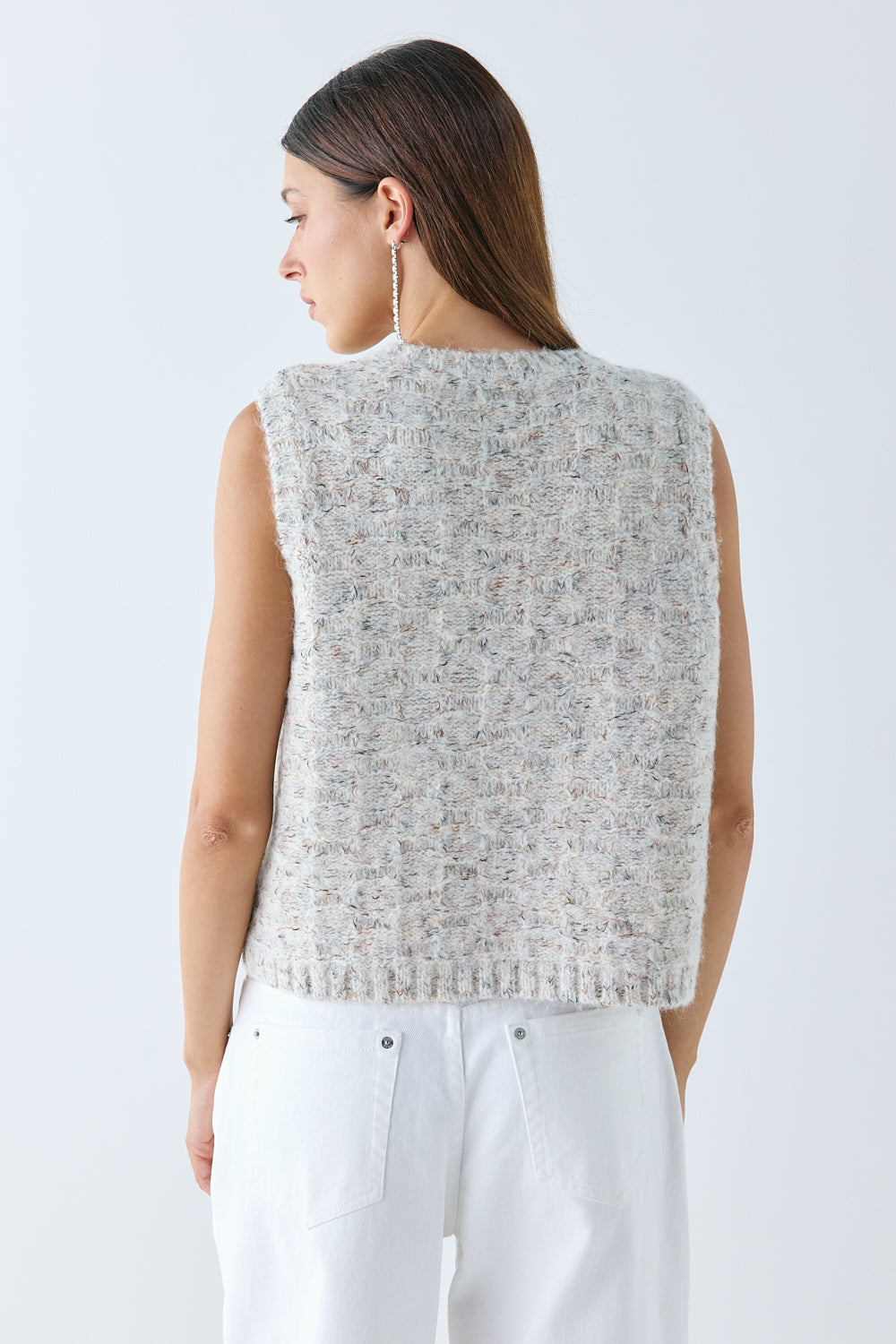 Bridgette Knit Vest Cream Marle