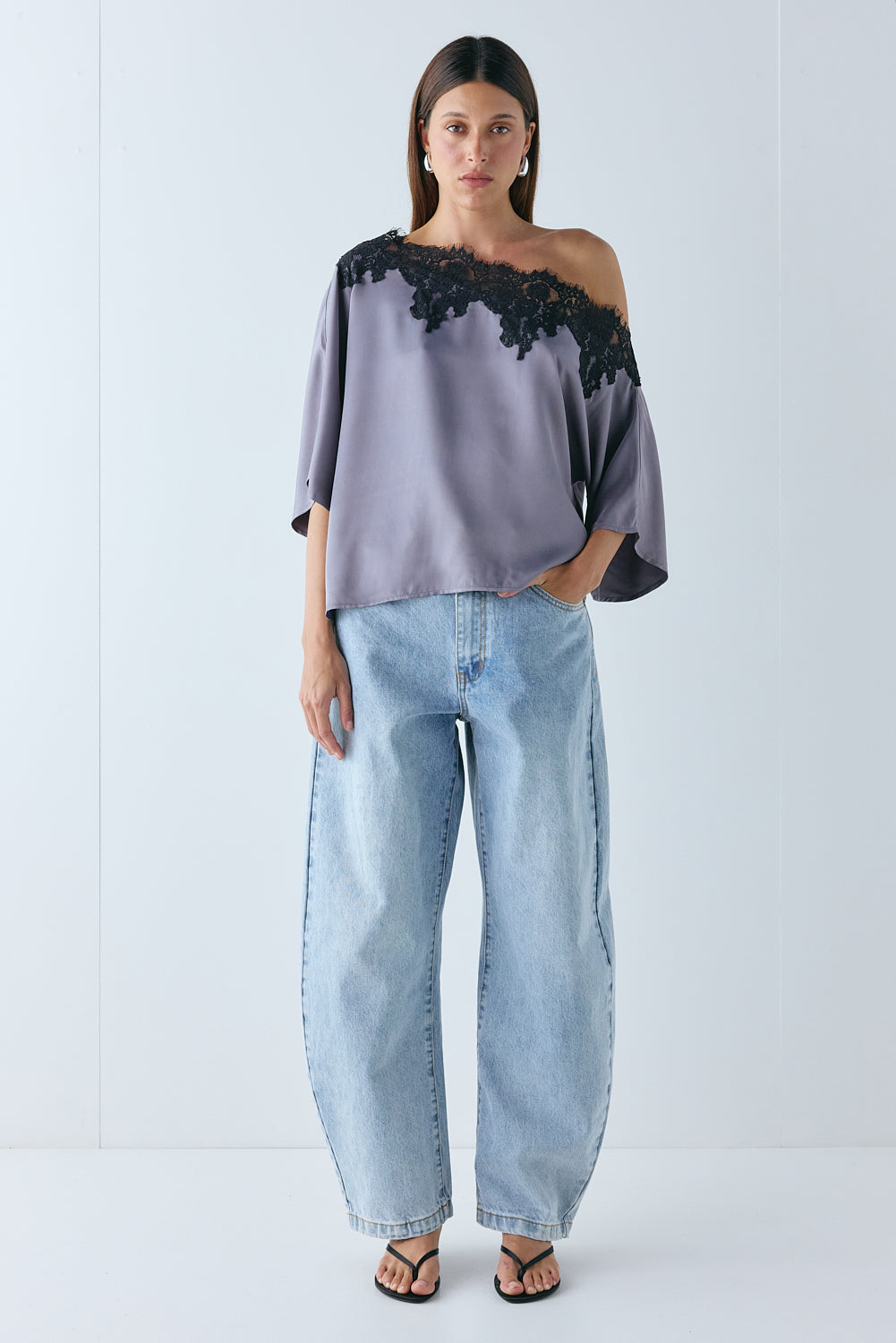 Miette Lace Top Steel