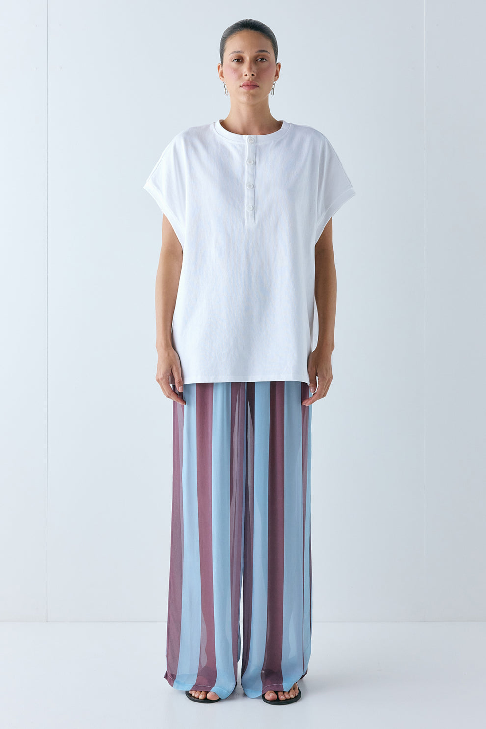 Daria Sheer Pants Mauve Stripe