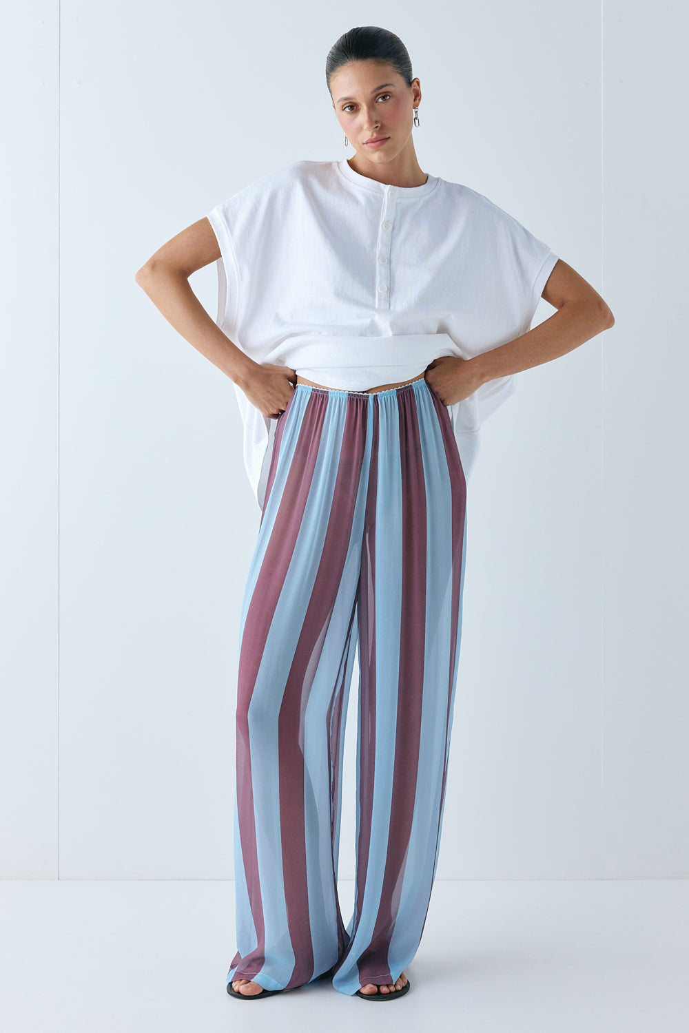 Daria Sheer Pants Mauve Stripe